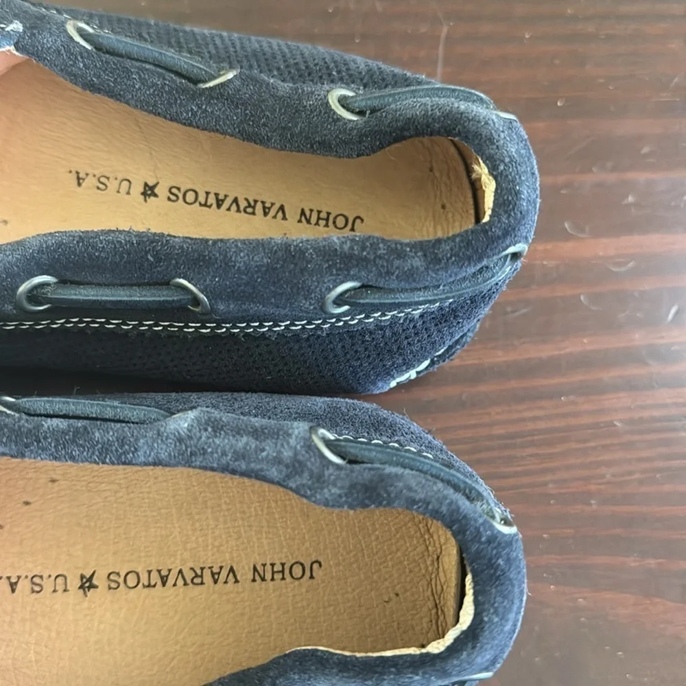 John varvatos blue slip on laceless boat shoes 11.5